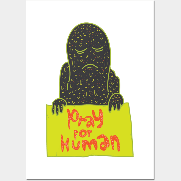 Pray For Human Wall Art by pudingvektor